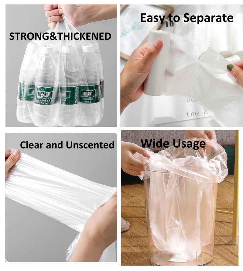 YYaaloa 200Pcs Small Trash Bags 1.2 Gallon Small Clear Garbage Bags Strong, Leakage-Free,Unscented Thick for Bathroom, Office, Kitchen Waste Basket 3-6 Liter Waste Bins (Clear 1.2 Gallon, 200 count) - Image 4